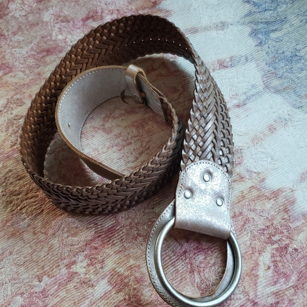 Armani Exchange brown silver breided wide belt S